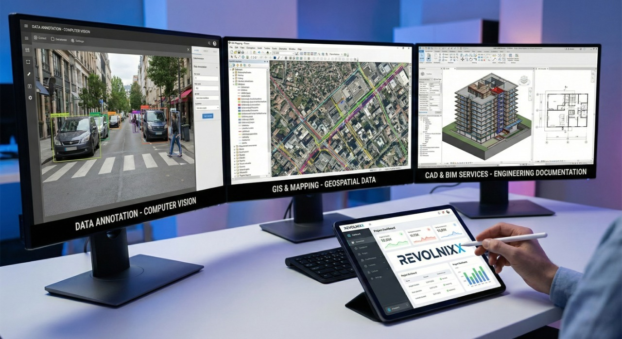 Digitization services team working on data annotation and engineering projects