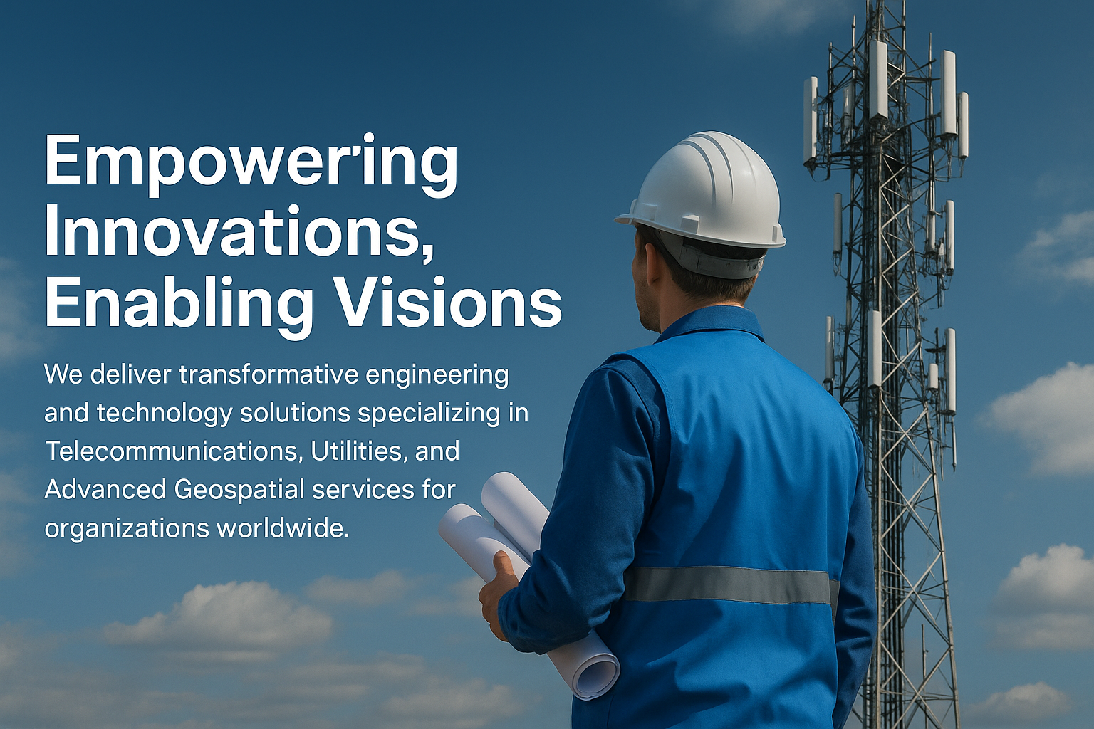 Engineer working near a telecom tower